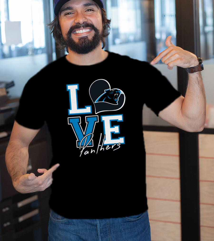 Love Panthers Heart T-Shirt