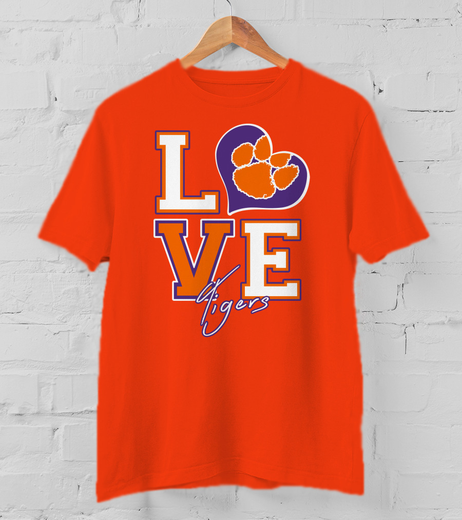 LOVE Heart Tigers Clemson T-Shirt