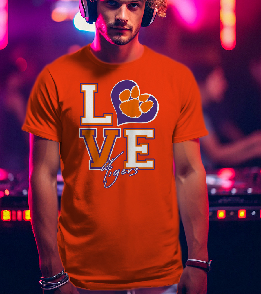 LOVE Heart Tigers Clemson T-Shirt