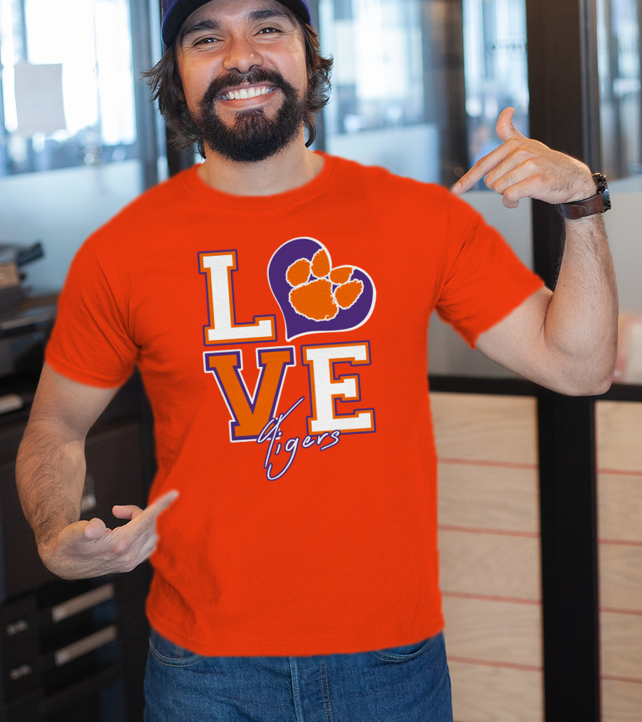 LOVE Heart Tigers Clemson T-Shirt