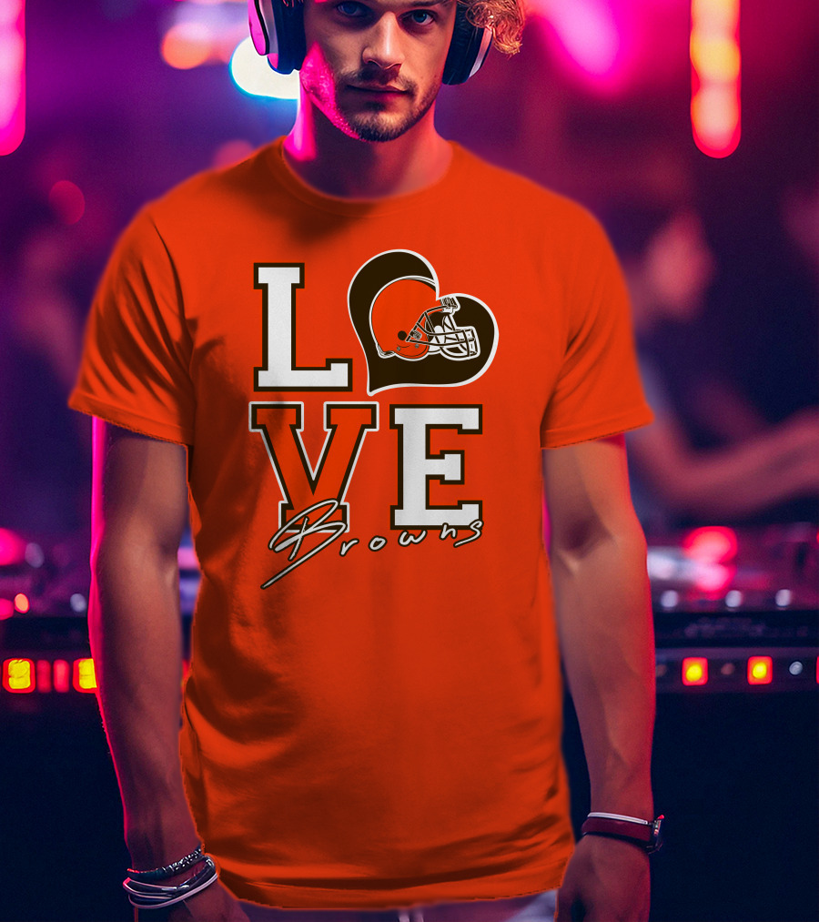 LOVE Browns Football Helmet Heart T-Shirt