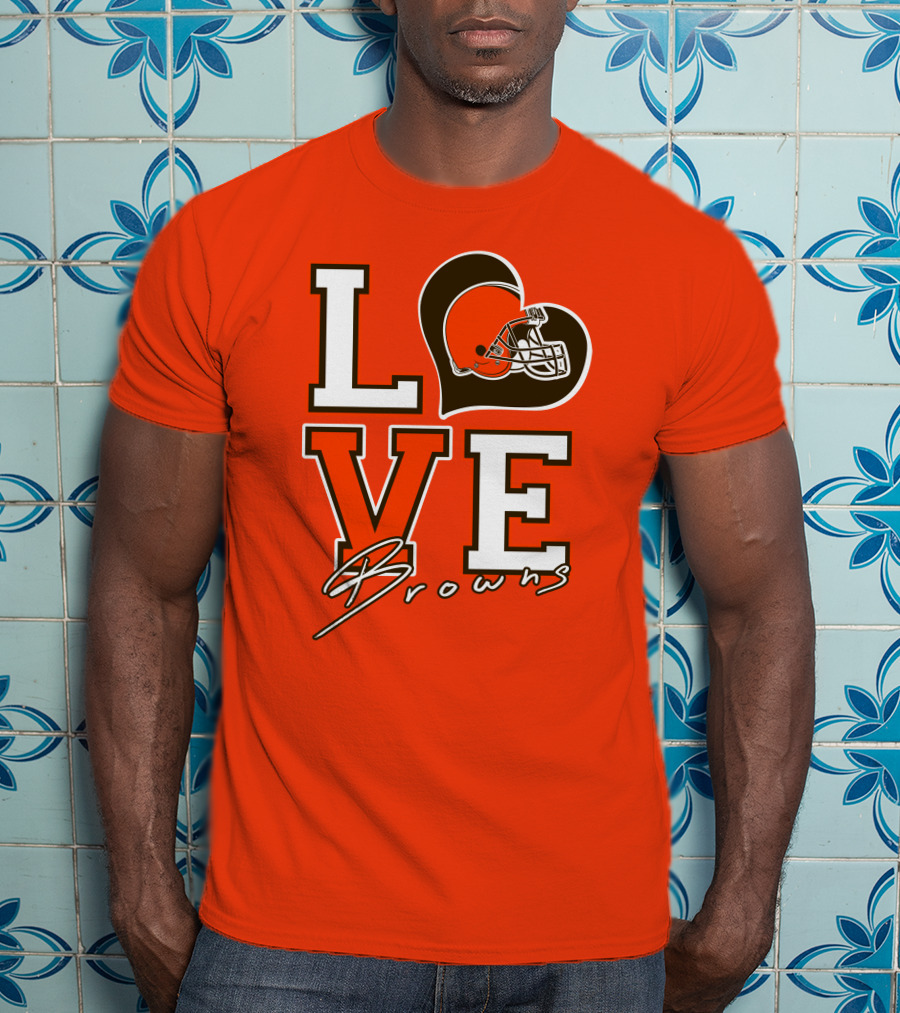 LOVE Browns Football Helmet Heart T-Shirt