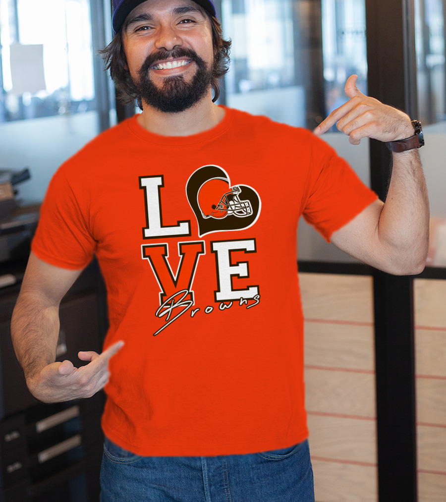 LOVE Browns Football Helmet Heart T-Shirt