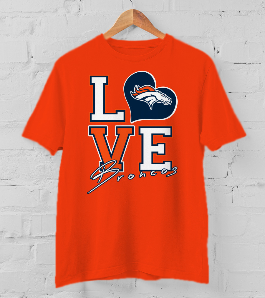 Love Broncos Denver Broncos Heart T-Shirt