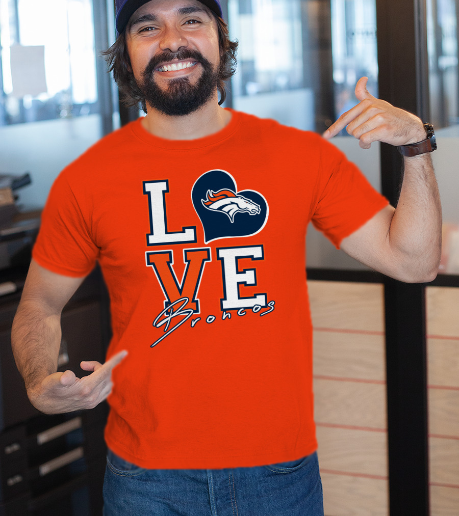 Love Broncos Denver Broncos Heart T-Shirt