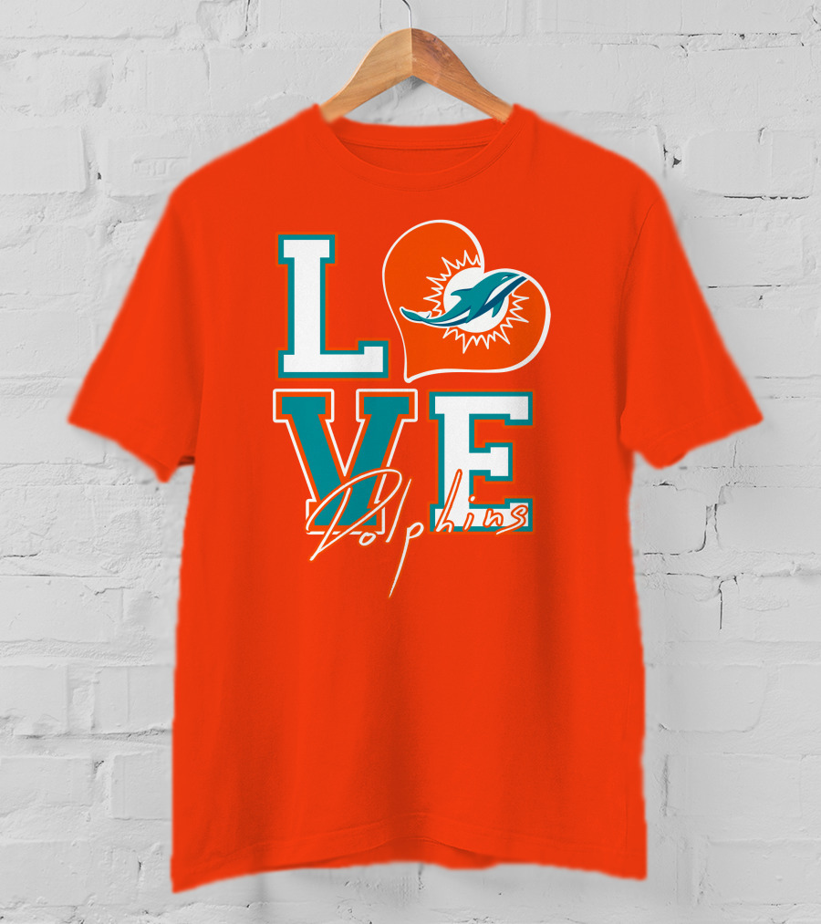 LOVE Dolphins Miami Heart T-Shirt