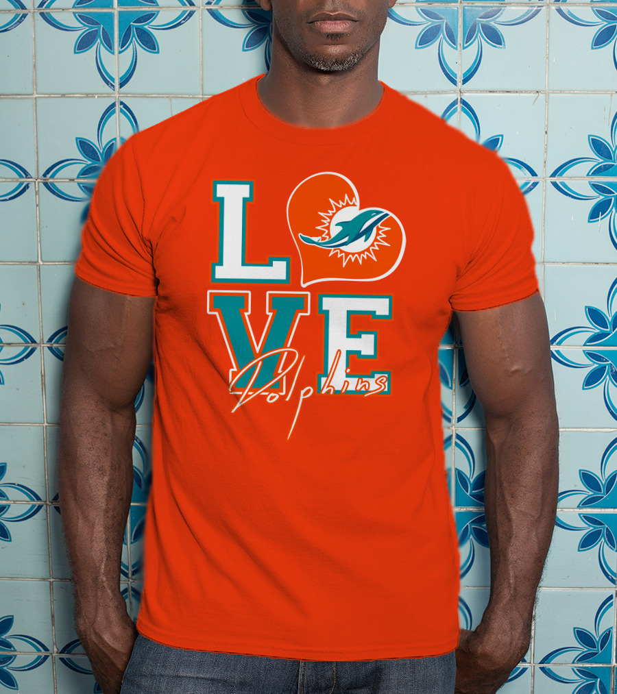 LOVE Dolphins Miami Heart T-Shirt