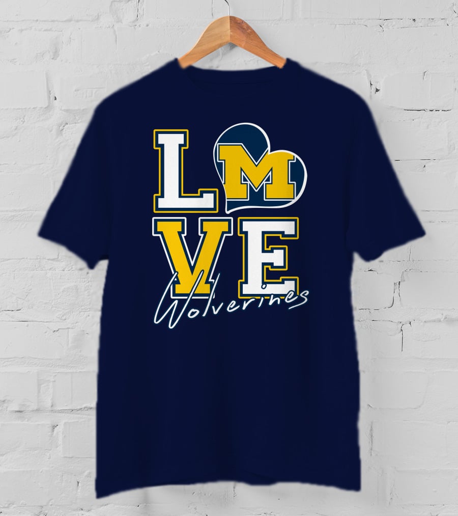 Love Michigan Wolverines Heart T-Shirt