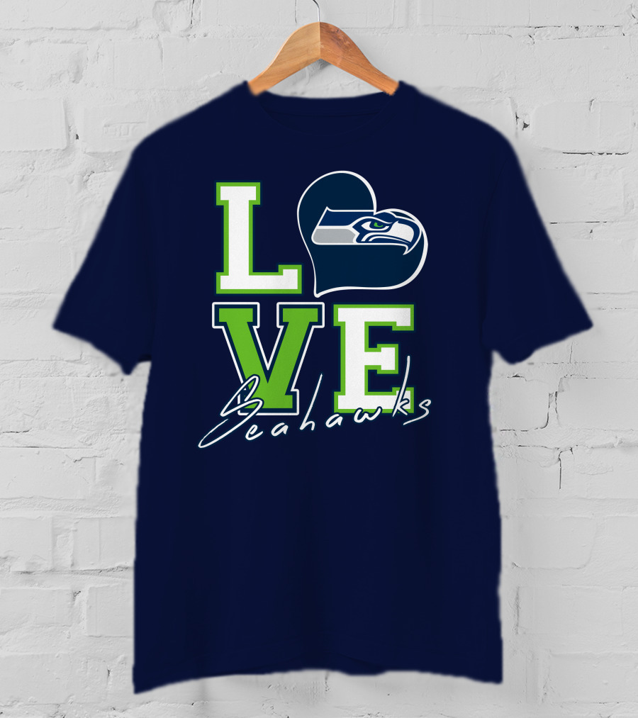 LOVE Seattle Seahawks Heart T-Shirt