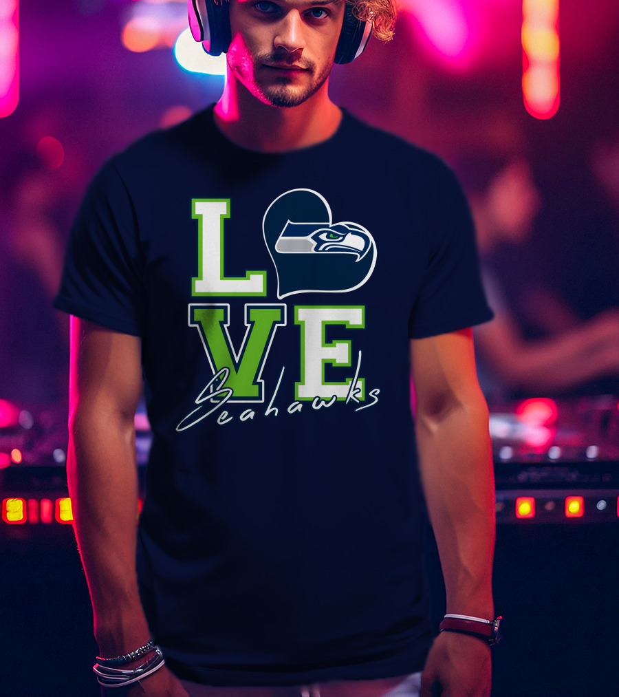 LOVE Seattle Seahawks Heart T-Shirt