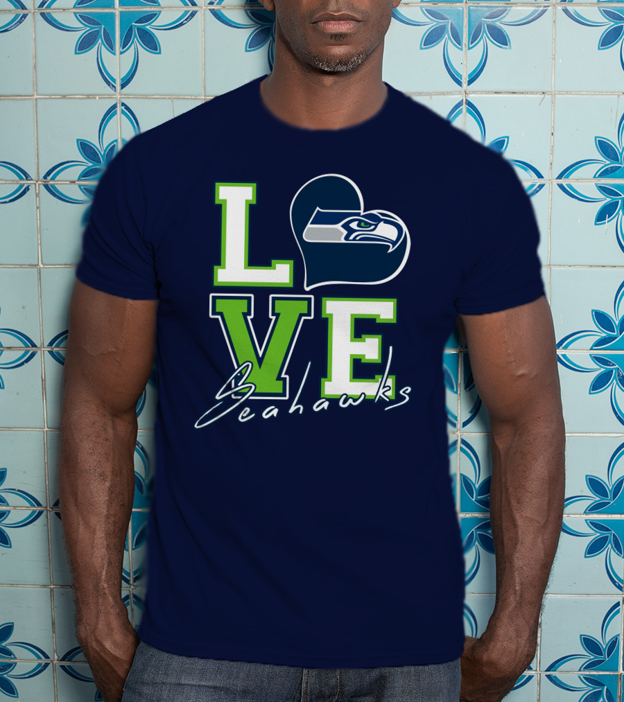LOVE Seattle Seahawks Heart T-Shirt