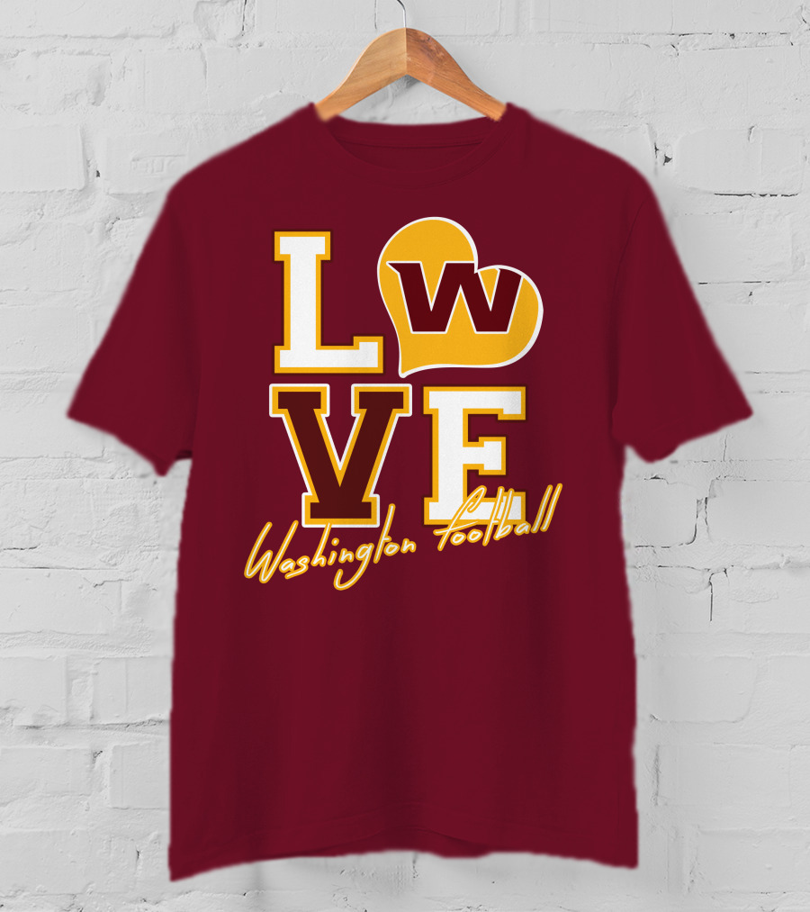 Washington Football Love W Heart T-Shirt
