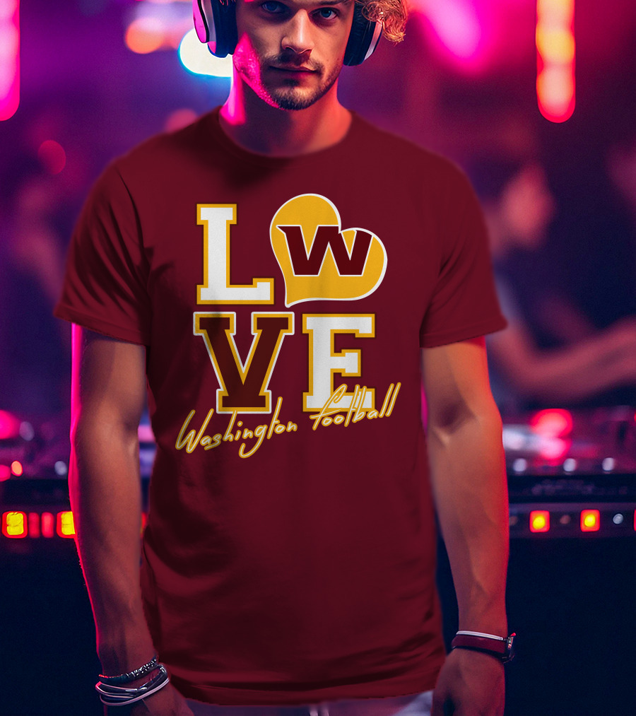 Washington Football Love W Heart T-Shirt