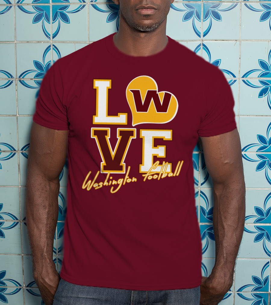 Washington Football Love W Heart T-Shirt