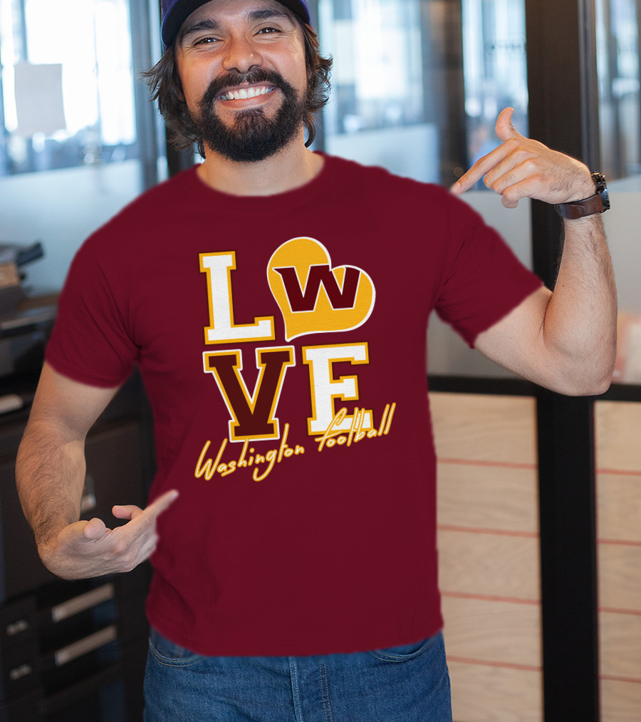Washington Football Love W Heart T-Shirt
