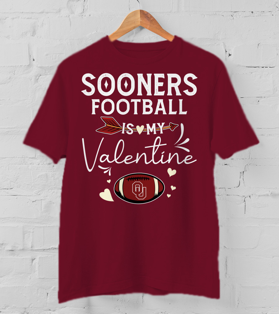 Sooners Football Is My Valentine OU Football Red Arrow And Hearts T-Shirt