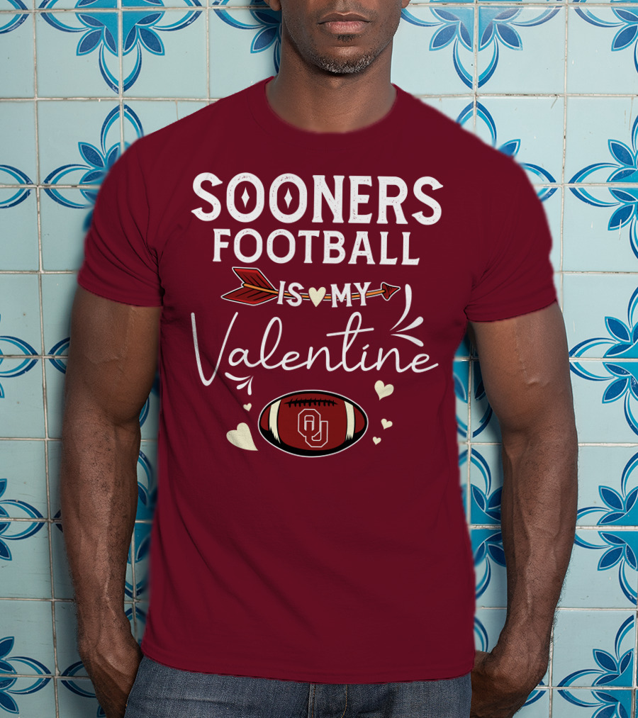Sooners Football Is My Valentine OU Football Red Arrow And Hearts T-Shirt