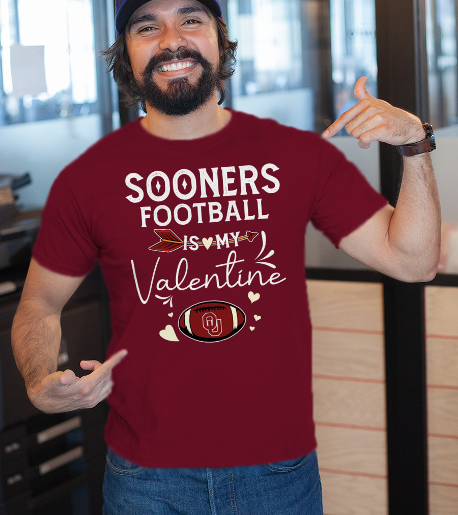 Sooners Football Is My Valentine OU Football Red Arrow And Hearts T-Shirt