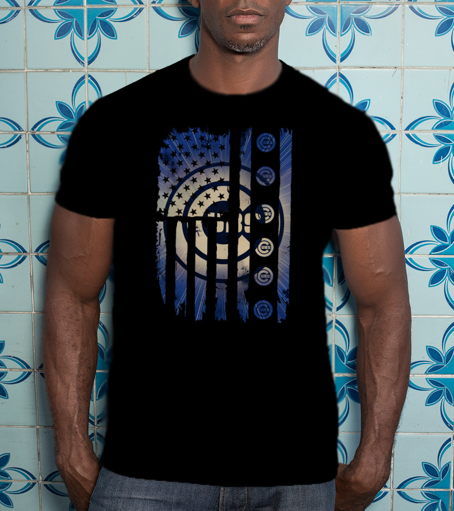 Chicago Cubs Stars And Stripes American Flag T-Shirt