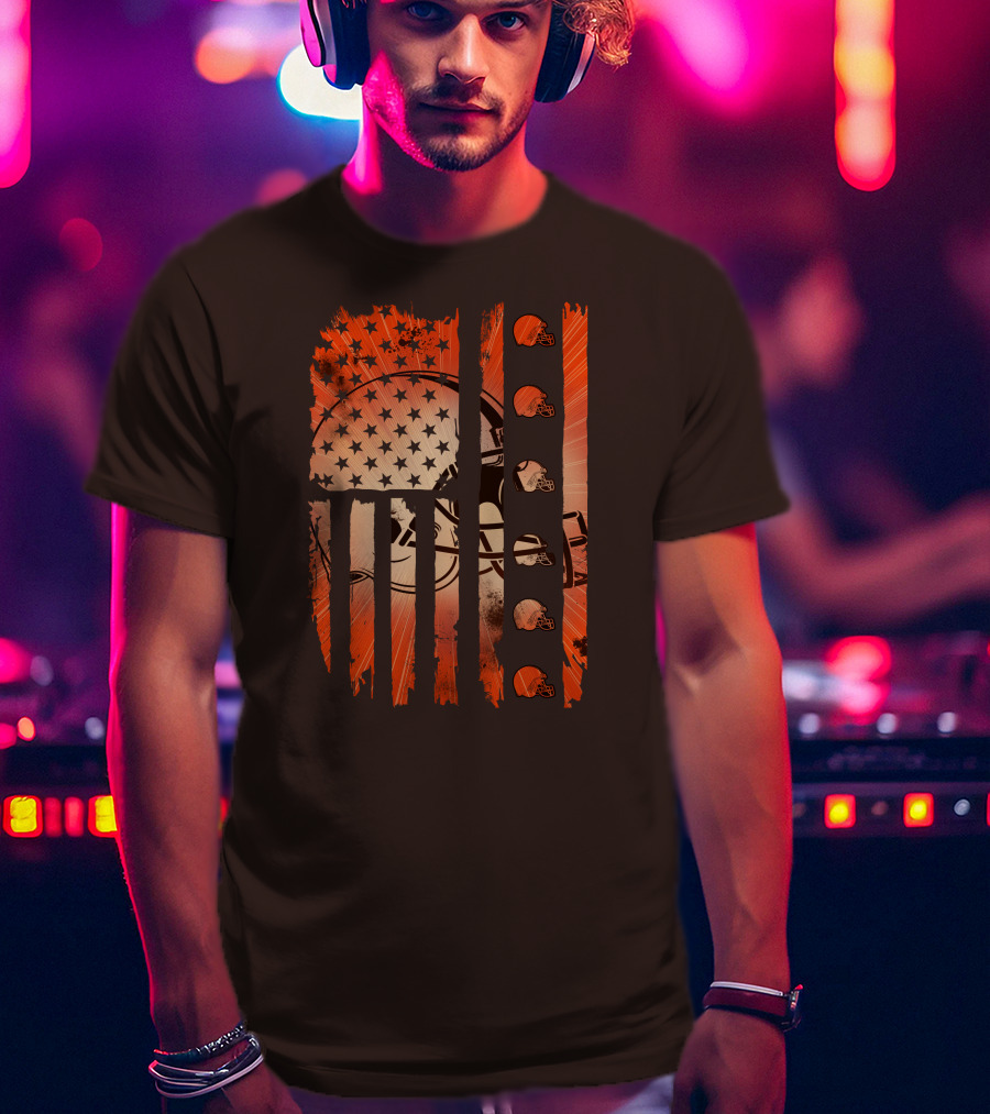 Cleveland Browns Helmet American Flag Edition T-Shirt