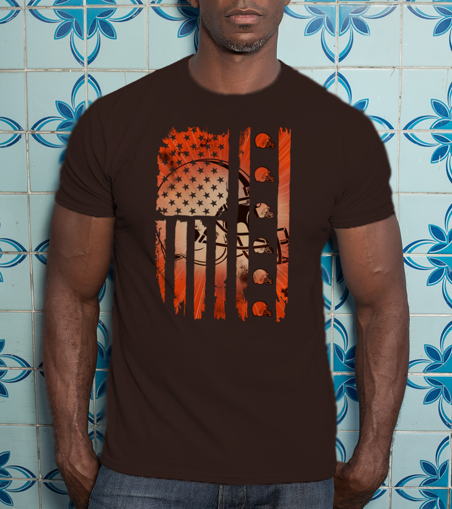 Cleveland Browns Helmet American Flag Edition T-Shirt