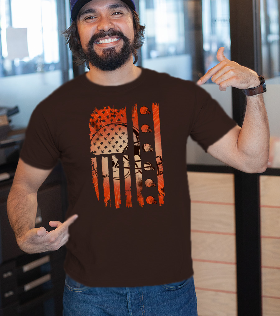 Cleveland Browns Helmet American Flag Edition T-Shirt