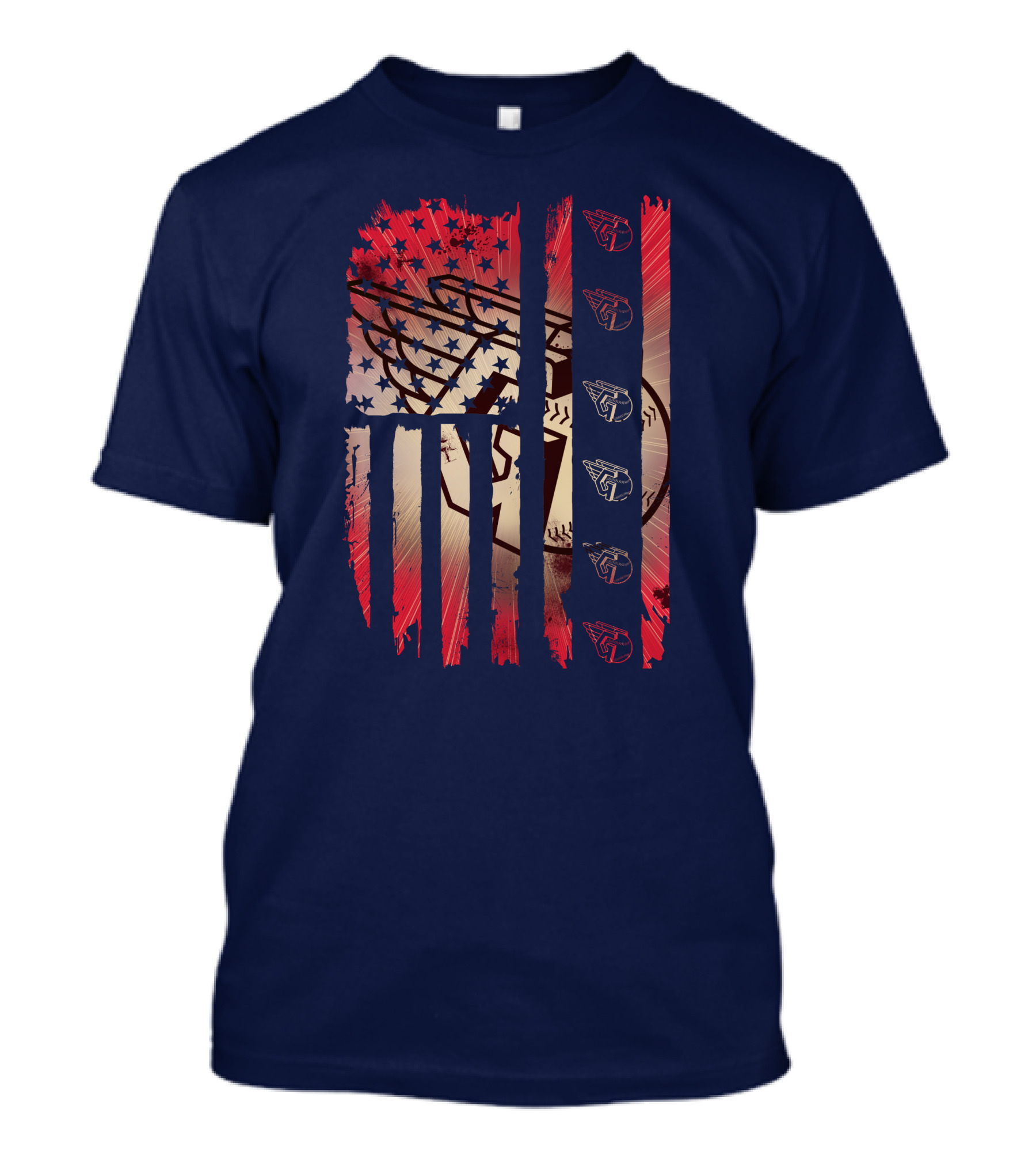 Cleveland Guardians American Flag Stripes Stars Baseball T-Shirt