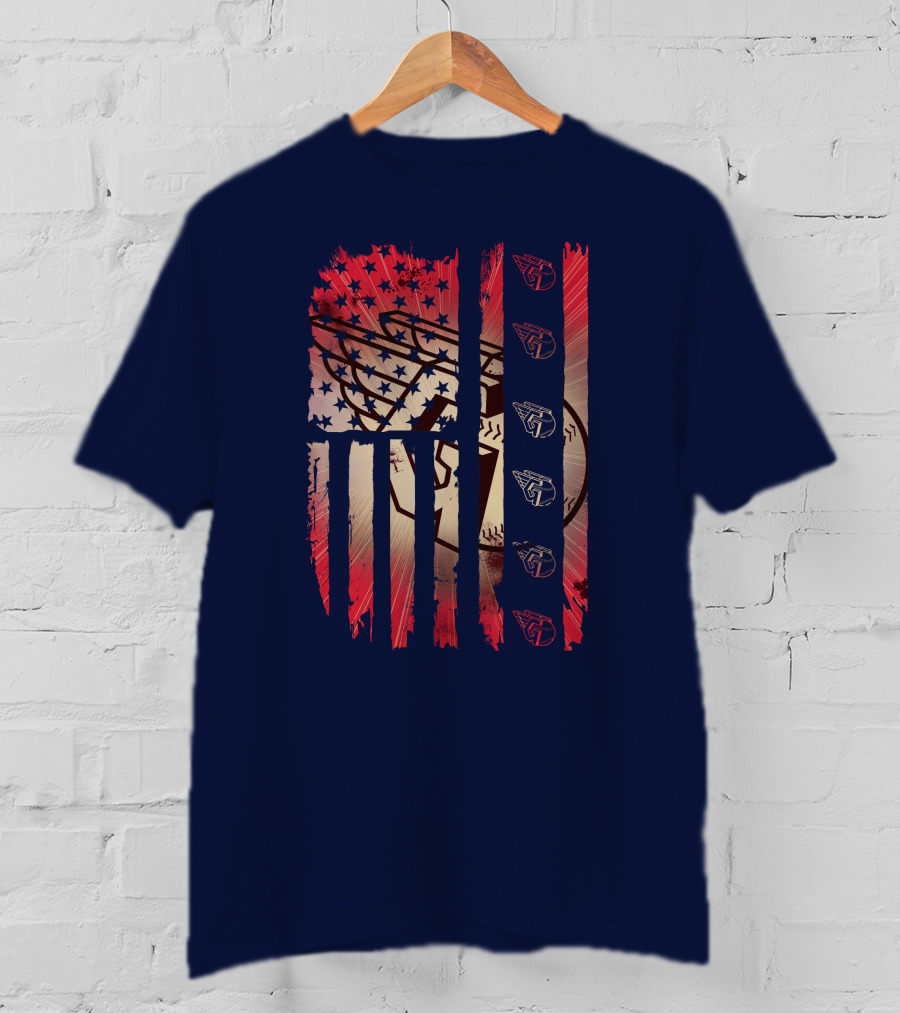 Cleveland Guardians American Flag Stripes Stars Baseball T-Shirt