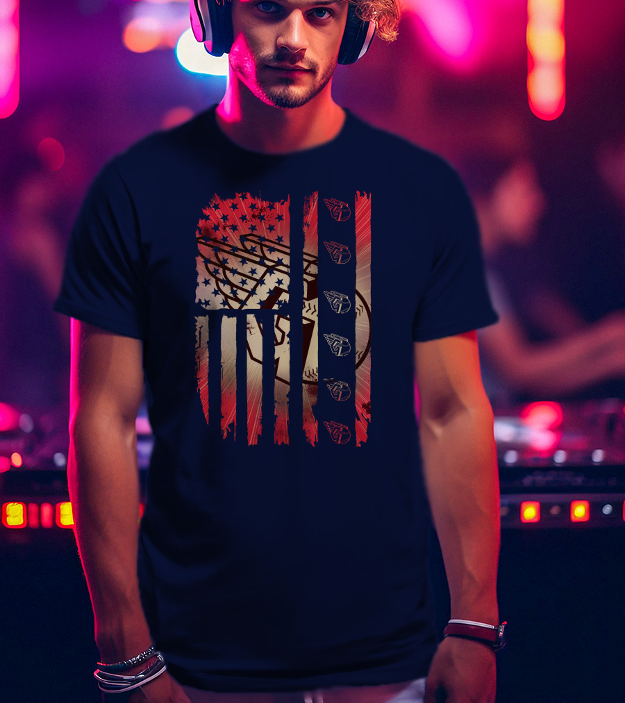 Cleveland Guardians American Flag Stripes Stars Baseball T-Shirt