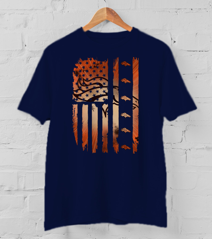 Denver Broncos Distressed American Flag Stars And Stripes T-Shirt