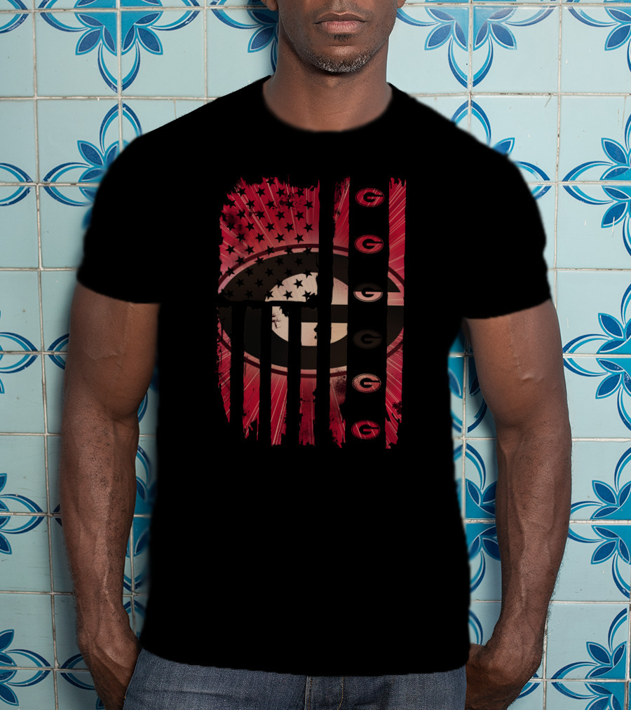 Georgia Bulldogs American Flag Distressed T-Shirt