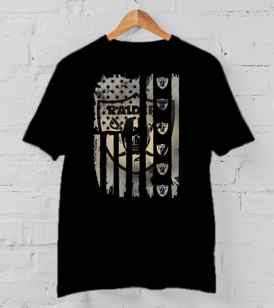 Las Vegas Raiders American Flag Raiders Shield T-Shirt