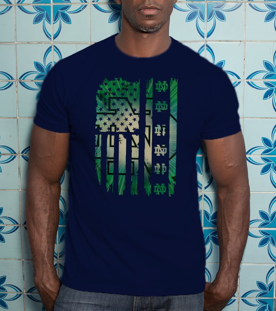 Notre Dame Nd American Flag Fighting Irish T-Shirt