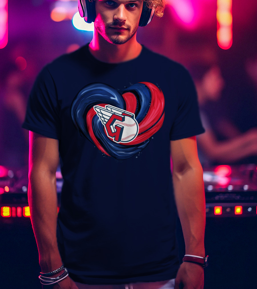 Cleveland Guardians Heart Tornado Baseball T-Shirt
