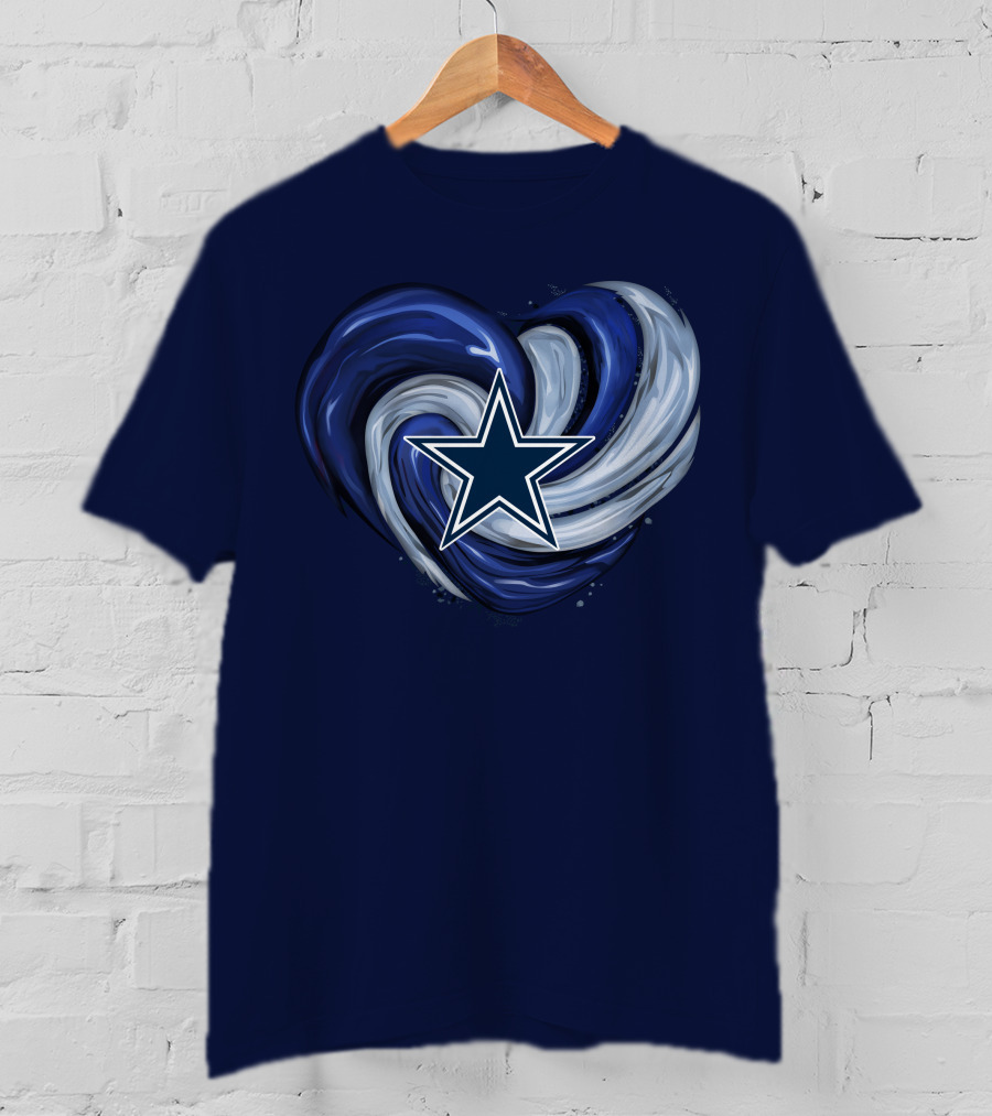 Dallas Cowboys Heart Swirl With Star T-Shirt