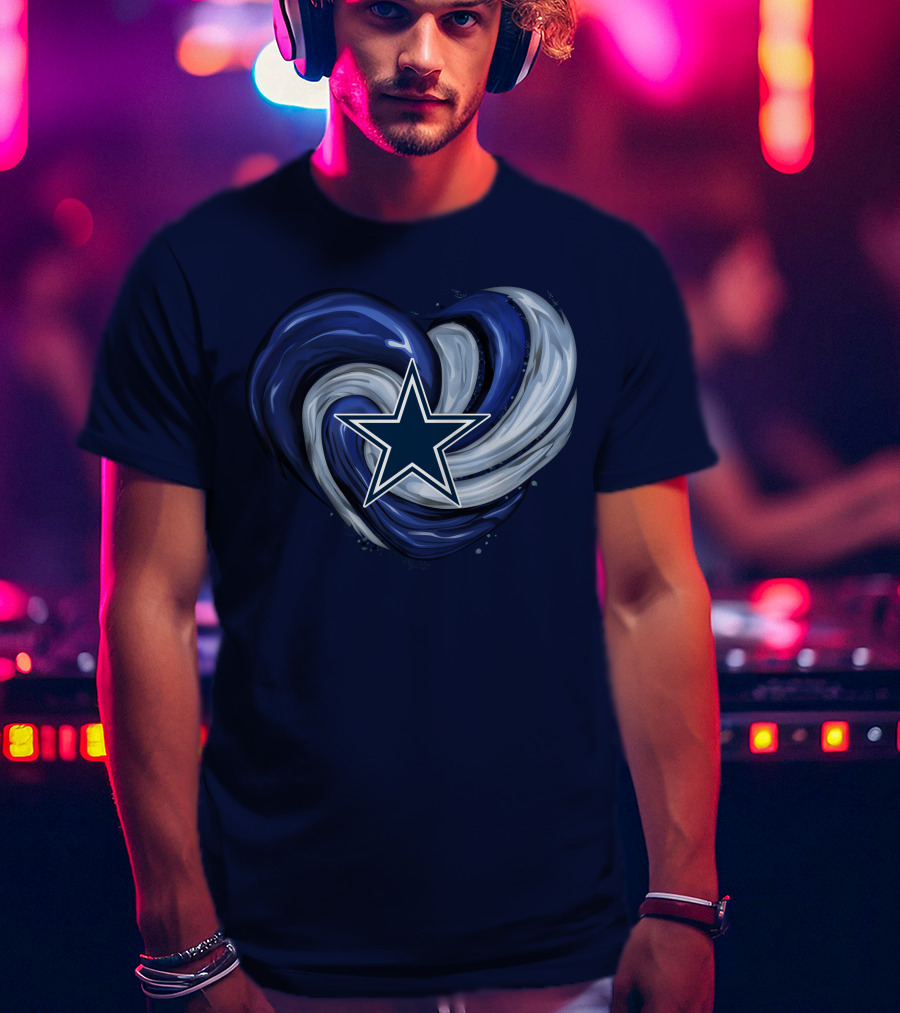 Dallas Cowboys Heart Swirl With Star T-Shirt