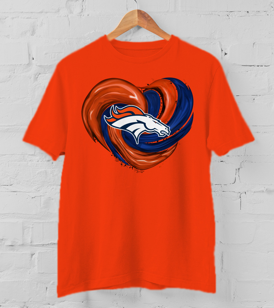 Denver Broncos Heart Logo Swirl T-Shirt