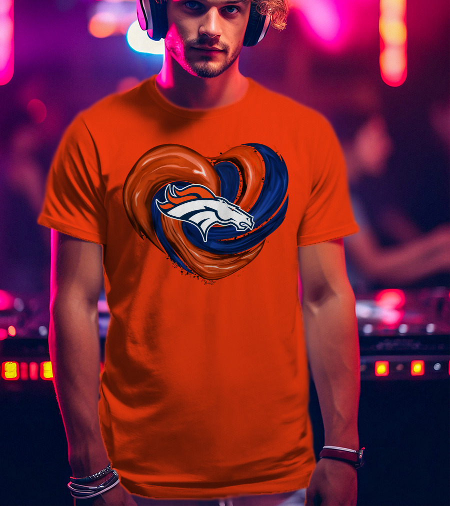 Denver Broncos Heart Logo Swirl T-Shirt