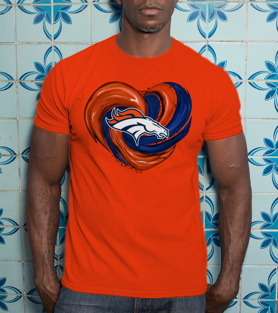 Denver Broncos Heart Logo Swirl T-Shirt