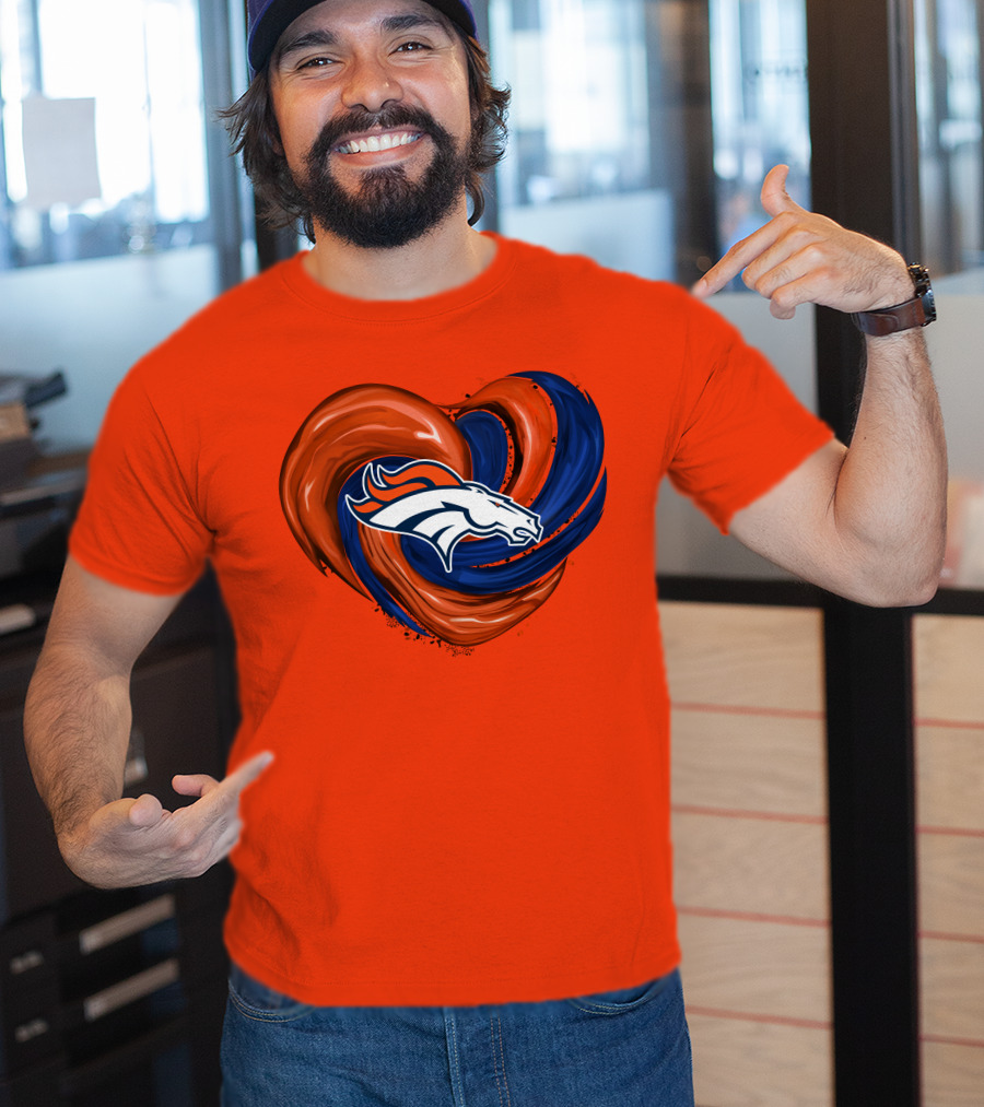 Denver Broncos Heart Logo Swirl T-Shirt