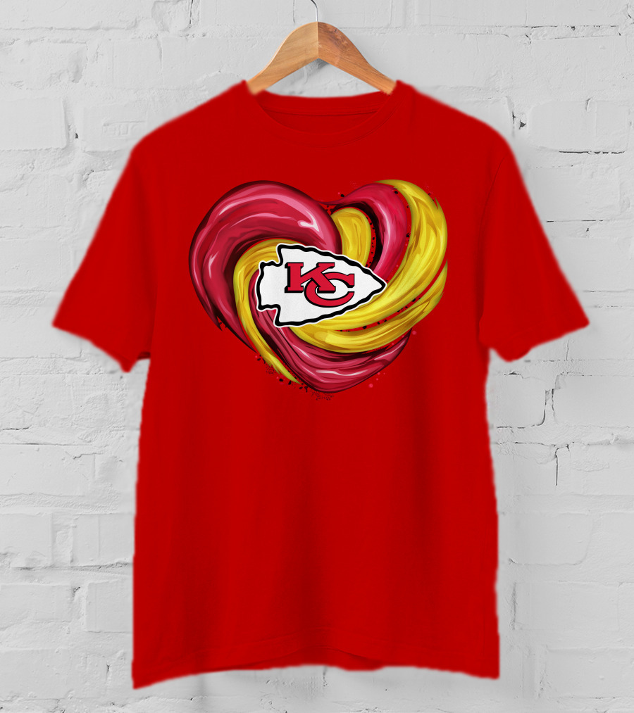 Kansas City Chiefs Heart KC Tornado Colors T-Shirt