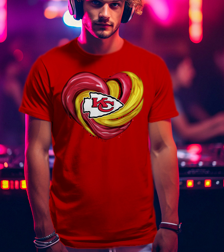 Kansas City Chiefs Heart KC Tornado Colors T-Shirt