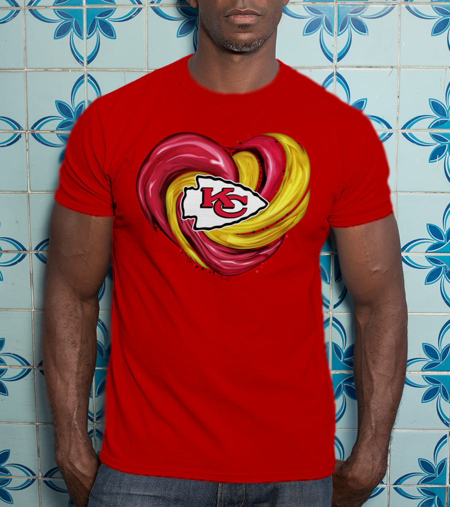 Kansas City Chiefs Heart KC Tornado Colors T-Shirt