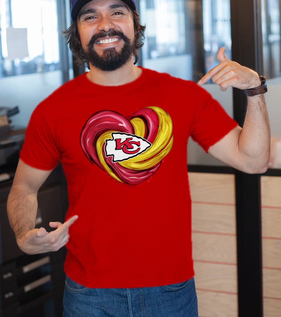 Kansas City Chiefs Heart KC Tornado Colors T-Shirt