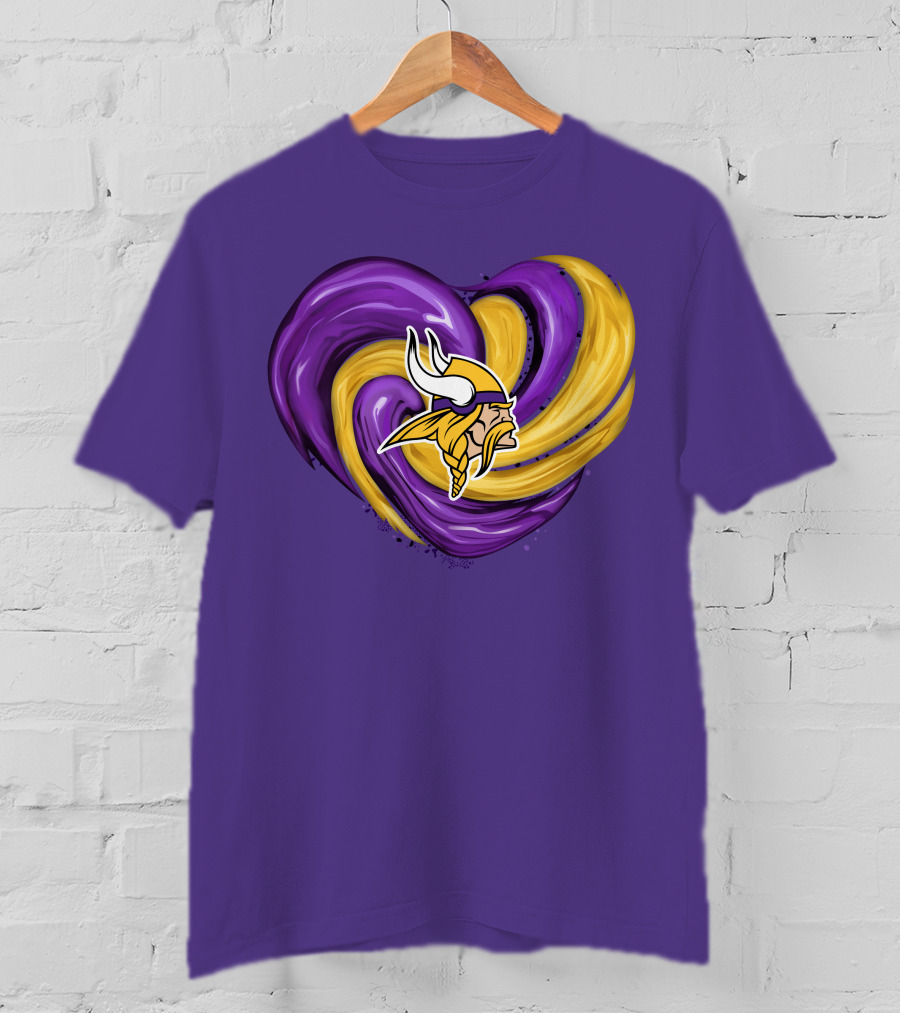 Minnesota Vikings Heart Swirl Viking Helmet T-Shirt