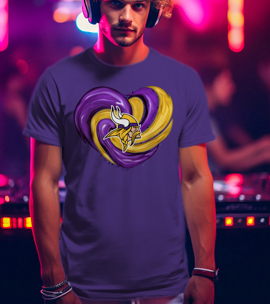 Minnesota Vikings Heart Swirl Viking Helmet T-Shirt