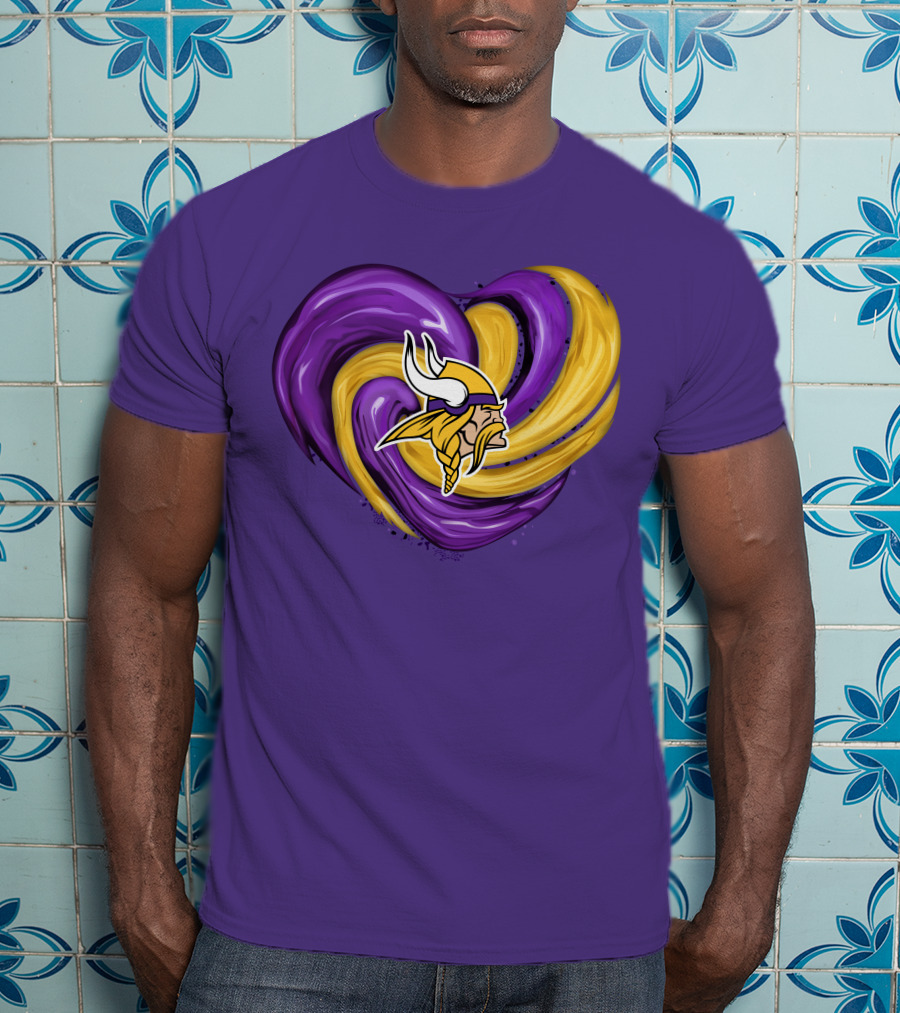 Minnesota Vikings Heart Swirl Viking Helmet T-Shirt