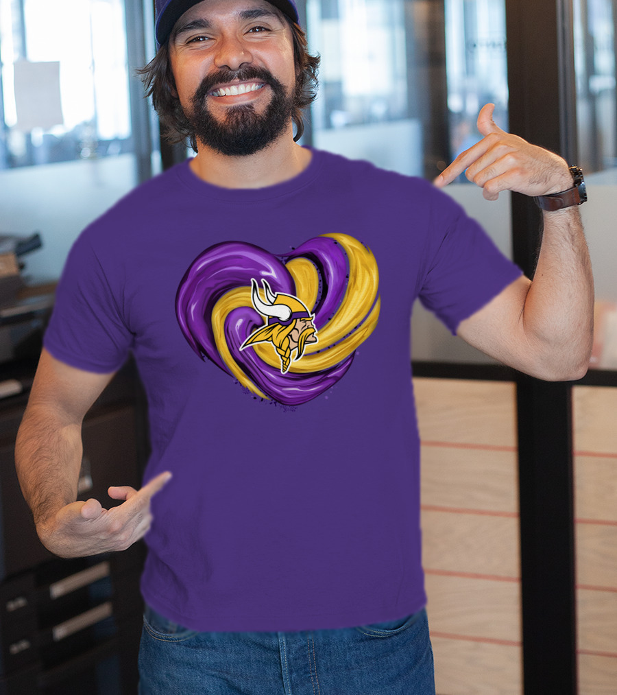Minnesota Vikings Heart Swirl Viking Helmet T-Shirt