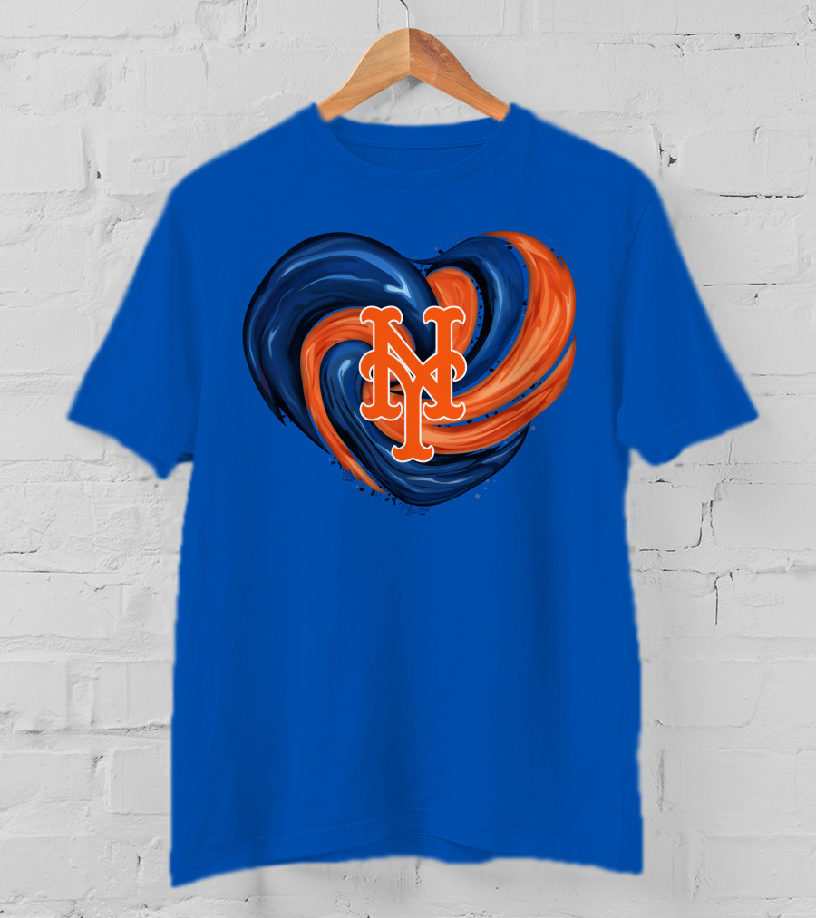 New York Mets Heart Swirl Icon Emblem T-Shirt