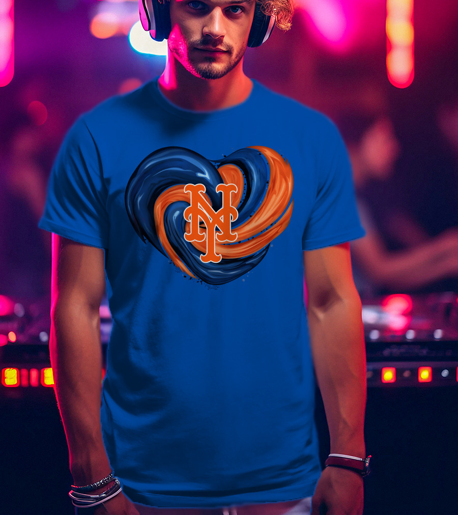 New York Mets Heart Swirl Icon Emblem T-Shirt